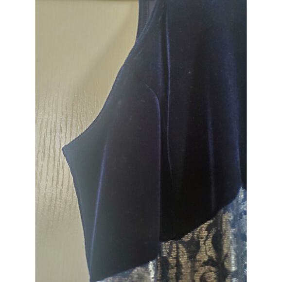 Gunne Sax (Jessica McClintock) Vintage Velvet Silver Metallic Gown Dress, Sz 3/4 - Picture 4 of 11